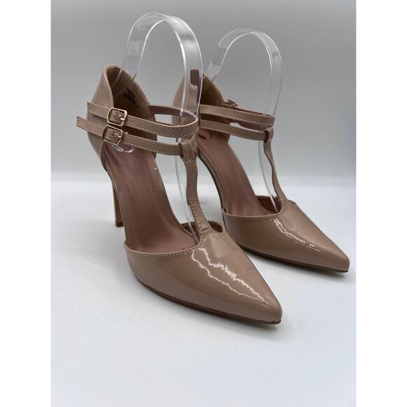 JOURNEE COLLECTION 'TRU' T-STRAP ADJUSTABLE PADDED STILETTO HEEL NUDE 8.5 NEW - Picture 3 of 13